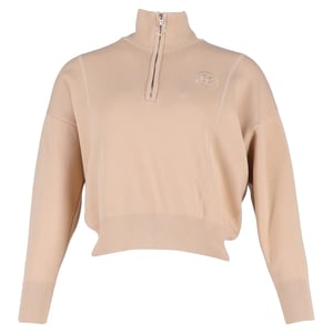Sandro Paris geborduurde trui met halve rits in beige katoen