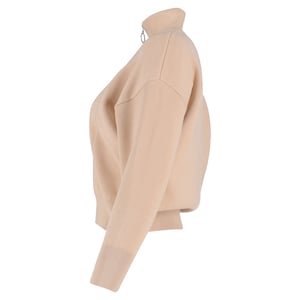 Sandro Paris geborduurde trui met halve rits in beige katoen
