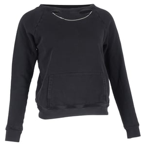 Saint Laurent sweatshirt met scheuren en kettingdetails in zwart katoen