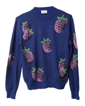 Acne Studio Koray Fruit-Jacquard Trui in Blauw Acryl