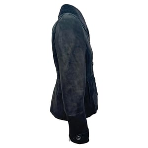 Burberry Brit Chedleigh Double-Breasted Shearling Jacket in Black Leather