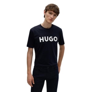 Hugo Heren-T-shirt met Dulivio-logo in contrasterende kleuren (Black Iris Marineblauw/Wit)