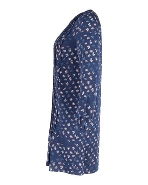 Diane Von Furstenberg bedrukte, geplooide jurk met lange mouwen in marineblauwe zijde