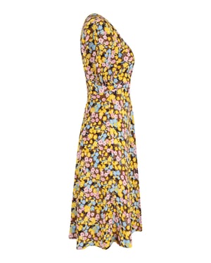 Diane Von Furstenberg midi-jurk met bloemenprint in gele viscose