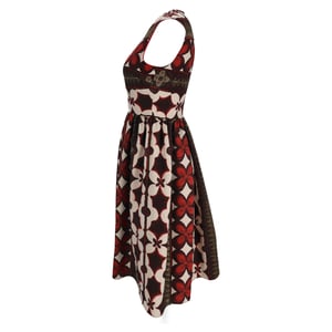 Valentino midi-jurk met bloemen- en Aztekenprint in veelkleurige wol