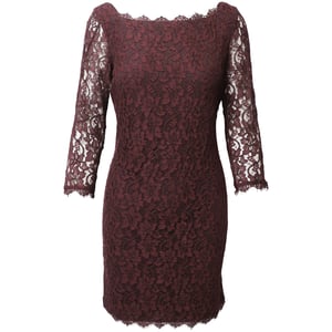 Diane Von Furstenberg kanten jurk in bordeauxrode rayon