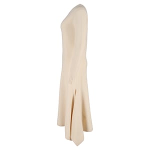 Jil Sander gebreide midi-jurk met lange mouwen van crèmekleurige wol.