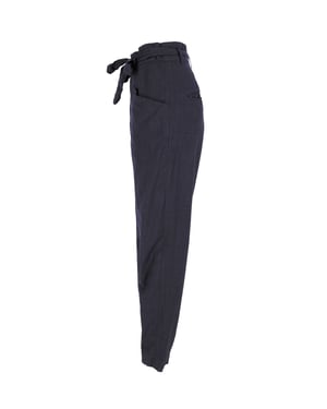 Isabel Marant Etoile broek met strikceintuur in marineblauwe wol