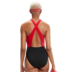 Speedo Dames/Dames Kleurblok Eendelig Zwempak (Zwart, Rood)