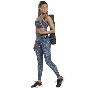 Reebok Sportbeha voor dames met 'Lux Camouflage'-motief, medium ondersteuning (Bosgroen)