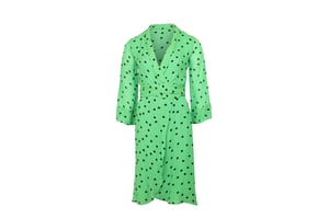 Ganni Dainty Polka Dot jurk in groene viscose