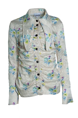 Ganni, florale gekreukte blouse