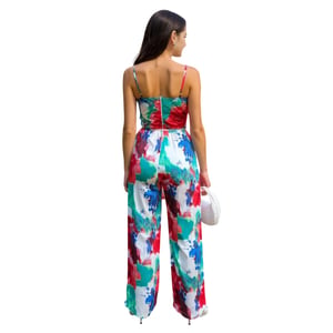 AX Paris Jumpsuit voor dames met print, strik in de taille en spaghettibandjes (Veelkleurig)
