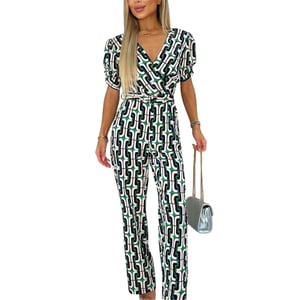 AX Paris Dames Geometrisch Patroon Ceinture Jumpsuit (Multikleur)