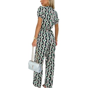 AX Paris Dames Geometrisch Patroon Ceinture Jumpsuit (Multikleur)