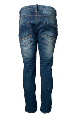 Dsquared2, blauwe jeans met slijtage en verfspetjes