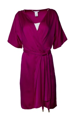 Diane Von Furstenberg, roze zijden jurk met riem