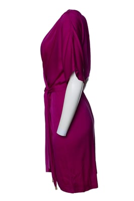 Diane Von Furstenberg, roze zijden jurk met riem
