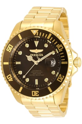 Invicta Pro Diver 35725 Herenhorloge - Automatisch Uurwerk - Roestvrij Staal met Bruine Wijzerplaat - 47 mm