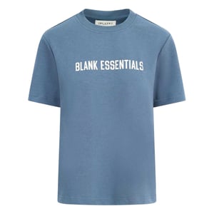 Blank Essentials Oversized boyfriend-T-shirt met logo voor dames (Orion Blauw)