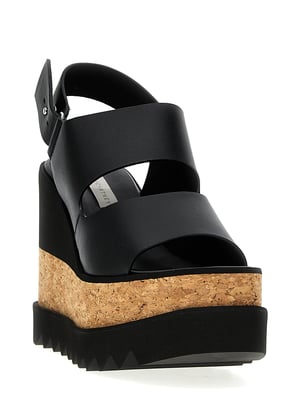 Stella McCartney Zwarte Polyester Wedge Sandalen