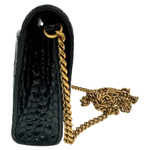 Balenciaga Croc Gegraveerde Hourglass Portemonnee met Ketting in ZwartLeer