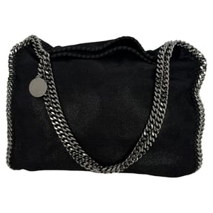 Stella McCartney Kleine Falabella Totetasje in Zwart Shaggy Deer