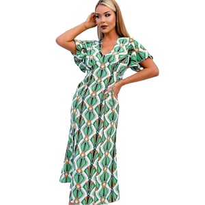 AX Paris Dames/Dames Midi Jurk met Geometrisch Knoopdetail (Veelkleurig)