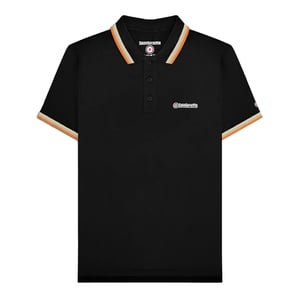 Lambretta Herenpoloshirt met drie punten (Zwart/steen/cashew/sinaasappel)