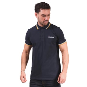 Lambretta Herenpoloshirt met drie punten (Marine/Wit/Kaas/Goud)