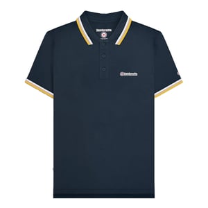 Lambretta Herenpoloshirt met drie punten (Marine/Wit/Kaas/Goud)