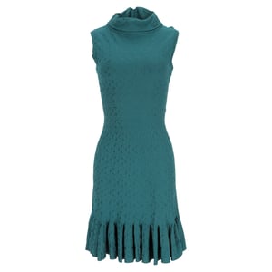 Alaïa Jacquard mini-jurk met col in turquoise viscose