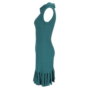 Alaïa Jacquard mini-jurk met col in turquoise viscose