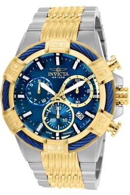 Invicta Bolt 25865 Herenhorloge - Quartz Uurwerk - Roestvrij Staal met Blauwe Wijzerplaat - 51 mm