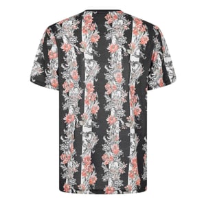 Criminal Damage Heren-T-shirt met bloemmotief in krijtachtige strepen (Zwart)