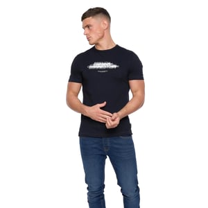 French Connection Heren Dubbel Logo T-Shirt (Marine/Wit)