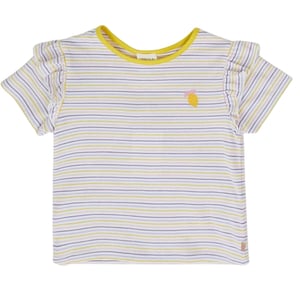 Carrement Beau Meisjes-T-shirt met strepen, borduursels en ruches (Wit/Geel)