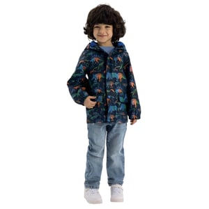 Minoti Jongens Dinosaurus Waterdichte Jas (Marineblauw)