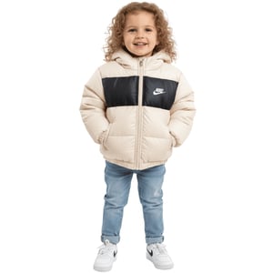 Nike Baby-jas met capuchon en logo in kleurblokken (Zand)