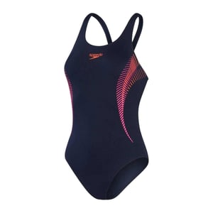 Speedo Dameszwempak met abstracte print en muscleback-ontwerp (Marine / Roze)
