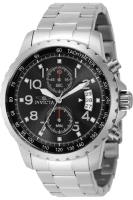 Invicta Specialty 69789 Herenhorloge - Quartz Uurwerk - Staal met Zwarte Wijzerplaat - 47 mm