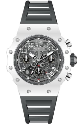 Invicta Racing 69622 Herenhorloge - Quartz Uurwerk - Acryl met Zilveren Wijzerplaat - 40 mm