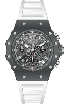 Invicta Racing 69618 Herenhorloge - Quartz Uurwerk - Acryl met Zilveren Wijzerplaat - 40 mm