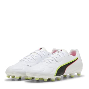 Puma Voetbalschoenen voor kinderen, model King Match, voor harde ondergrond (Wit, Rood)