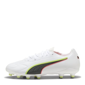 Puma Voetbalschoenen voor kinderen, model King Match, voor harde ondergrond (Wit, Rood)