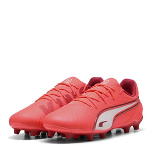 Puma Voetbalschoenen voor kinderen, model King Match, voor harde ondergrond (Rood, Wit)