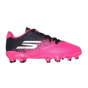 Skechers Stevige grondvoetbalschoenen voor kinderen (Zwart/roze)