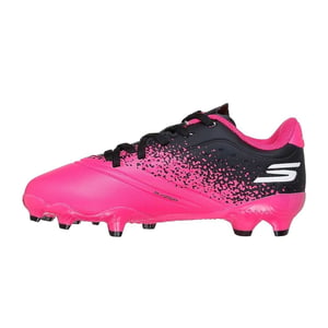 Skechers Stevige grondvoetbalschoenen voor kinderen (Zwart/roze)