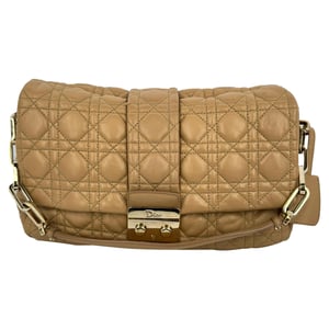 Dior Cannage Gequilted New Lock Flap Bag in Beige Lamsleer