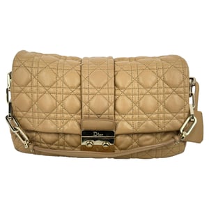 Dior Cannage Gequilted New Lock Flap Bag in Beige Lamsleer